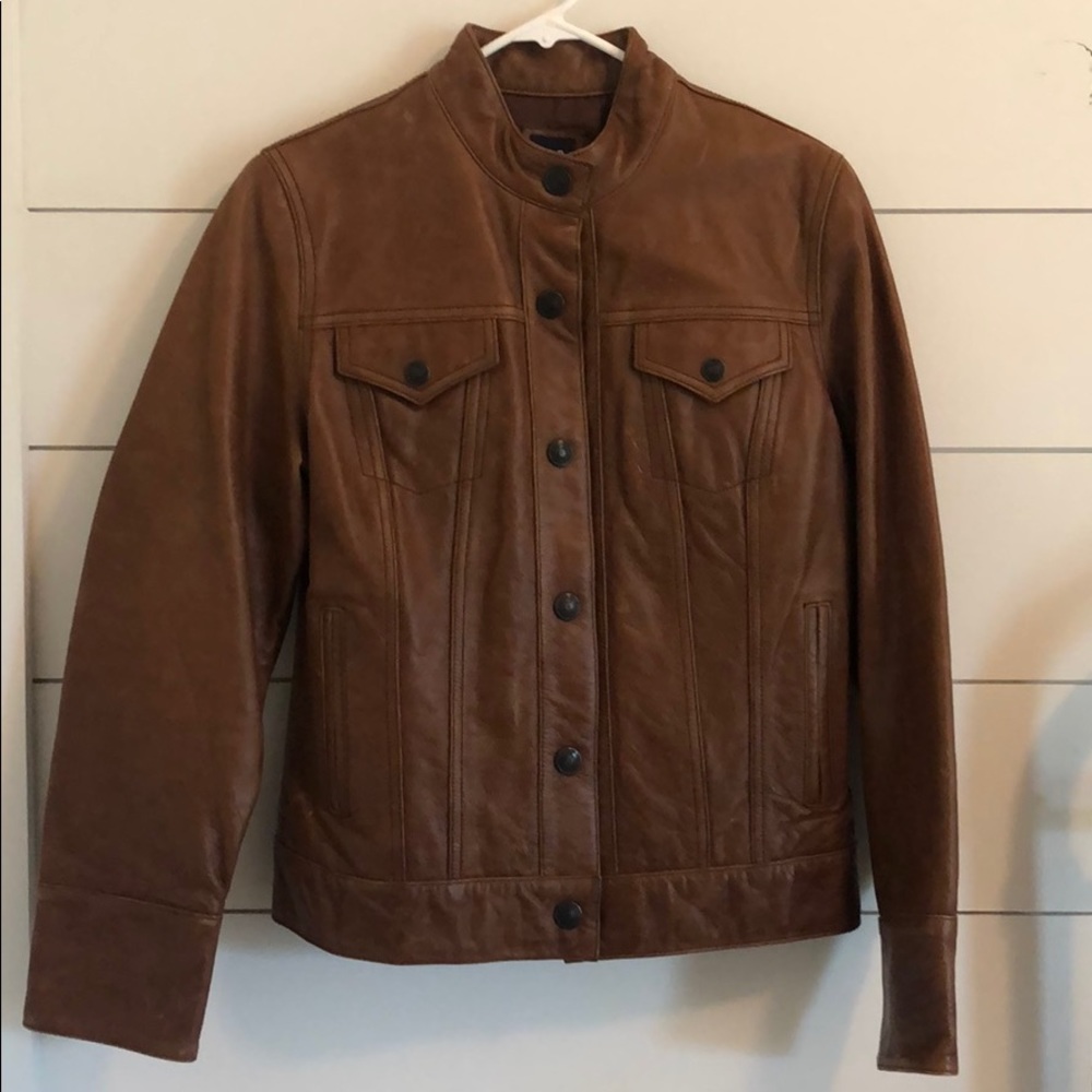 Women’s brown leather jacket